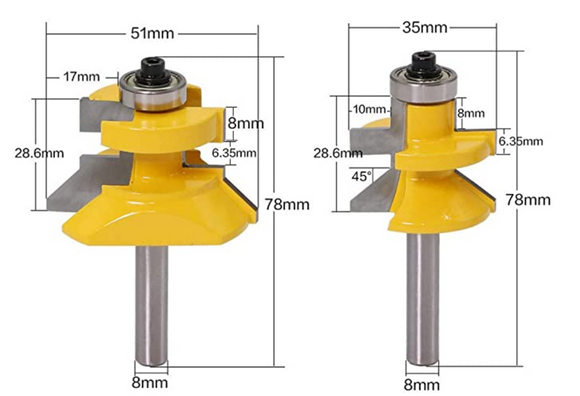 Set 2x Freze Imbinari Parchet/ Lambriu Lamba Uluc Coada 8mm