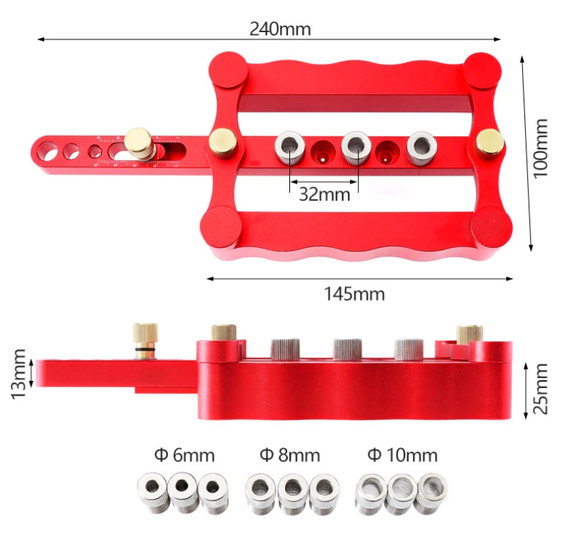 Dispozitiv, Set Dibluire cu autocentrare 6, 8, 10 mm, aluminiu