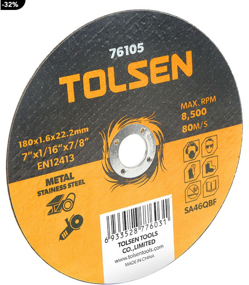 Disc plat de taiere (metal si otel inoxidabil) 350x3.2x25.4 mm Tolsen 76120