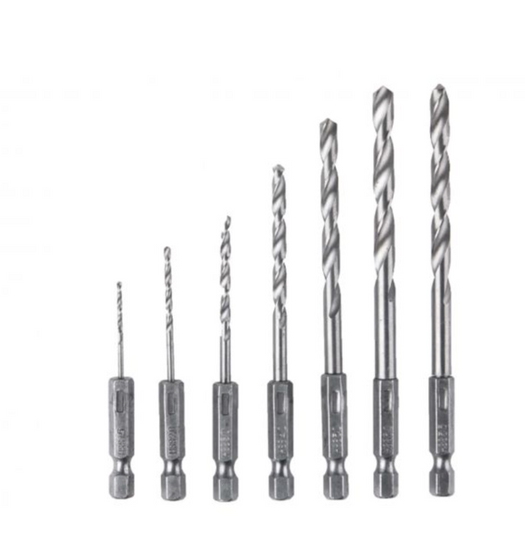 Set 7x burghie cu coada hexagonala, prindere bit 1.5-6 mm