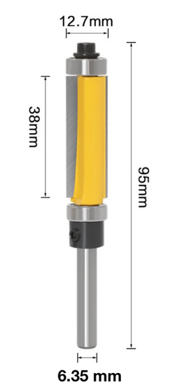 Freza copiere cu doi rulmenti, parte activa 38mm, coada 6.35mm - 0