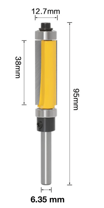 Freza copiere cu doi rulmenti, parte activa 38mm, coada 6.35mm - 0