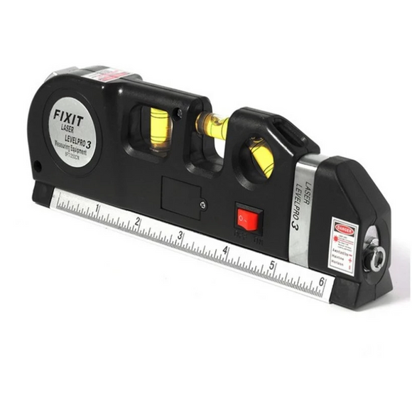 Instrument masurare 3-in-1 cu nivela/boloboc, laser si ruleta de 250 cm, multifunctional