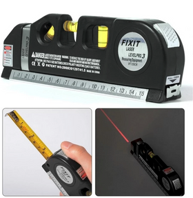 Instrument masurare 3-in-1 cu nivela/boloboc, laser si ruleta de 250 cm, multifunctional - 0