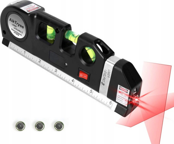 Instrument masurare 3-in-1 cu nivela/boloboc, laser si ruleta de 250 cm, multifunctional
