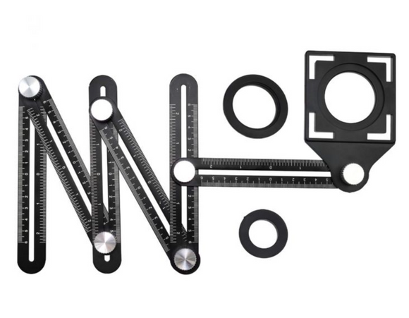 Sablon 6 laturi aluminiu pt. gaurire si marcare unghiuri si gauri tevi (gresie, faianta)