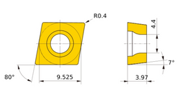 Plăcute din carbura pentru strung, GRISIT, pt. taiat oteluri, CCMT09T304 - 0