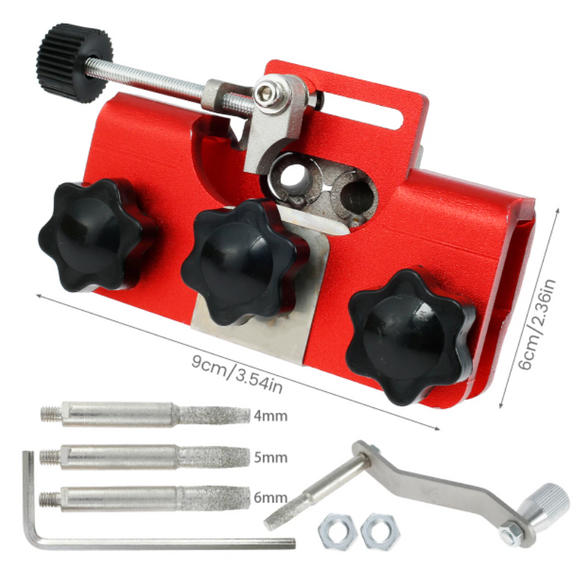 Ascutitor manual MARE portabil cu ghidaj, pentru lant de drujba, tip manivela