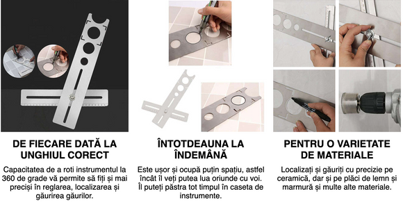 Sablon metalic pentru gauri si orificii tevi (instalatii sanitare, climatizare, etc)