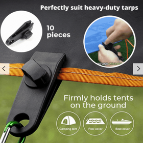 Set 10x cleme pentru cort, prelate, parasolare, materiale textile - 0