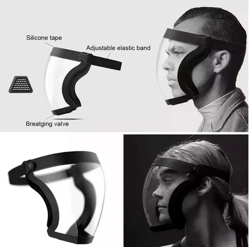 Masca de protectie CU FILTRU PM2.5, tip viziera, pe toata fata, flexibila, filtre inlocuibile