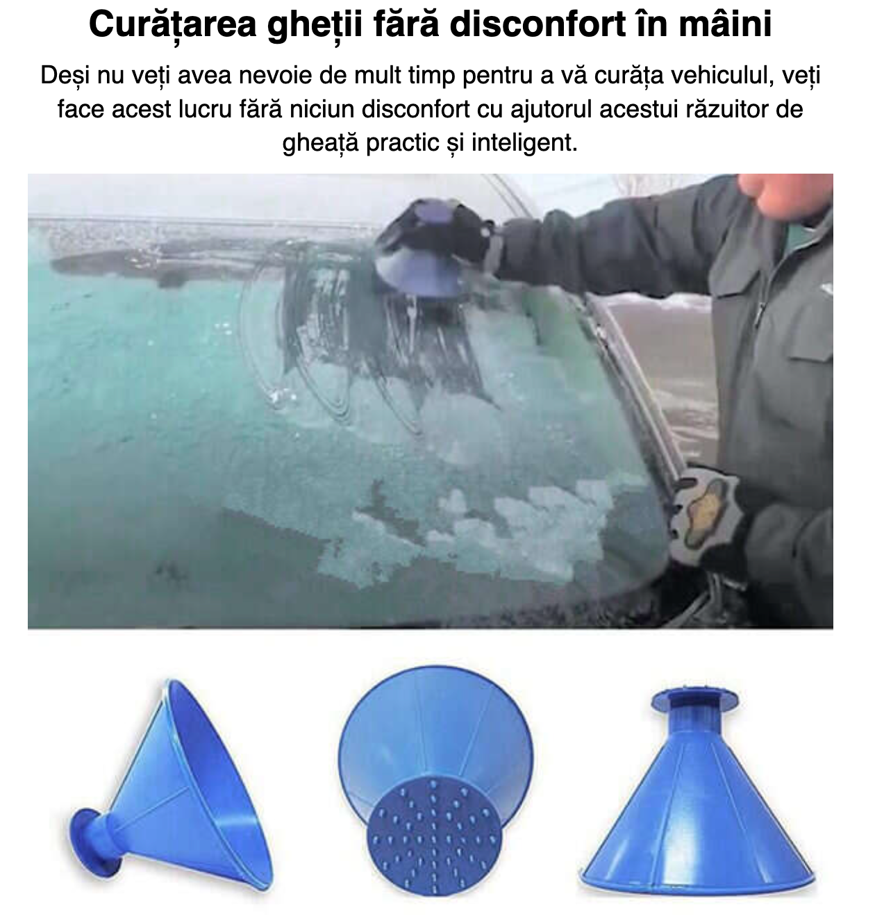 Razuitor pentru parbriz inghetat, cu gheare pentru gheata