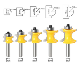 Set 5x freze lemn concave pentru decor si imbinari ciubar, coada 8 mm - 0