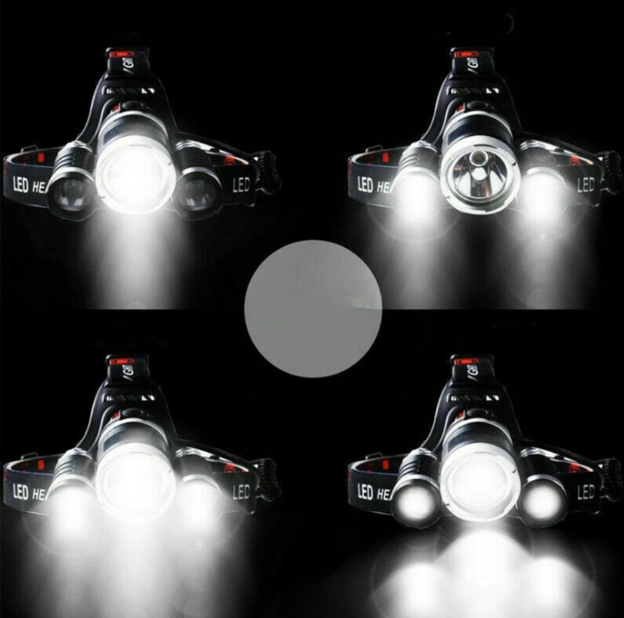 Lanterna LED de cap puternica, flexibila, cu trei LED-uri CREE T6