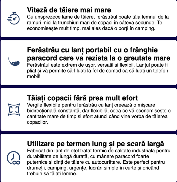 Fierastrau de mana sau buzunar, portabil, cu lant de drujba, 60cm