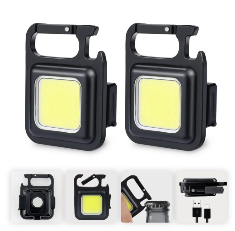 Mini lanterna LED cu deschizator capac, tip breloc (cu magnet si suport)