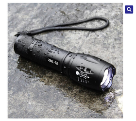 Lanterna tactica cu acumulator, focalizare reglabila incarcare 220v sau auto 12v