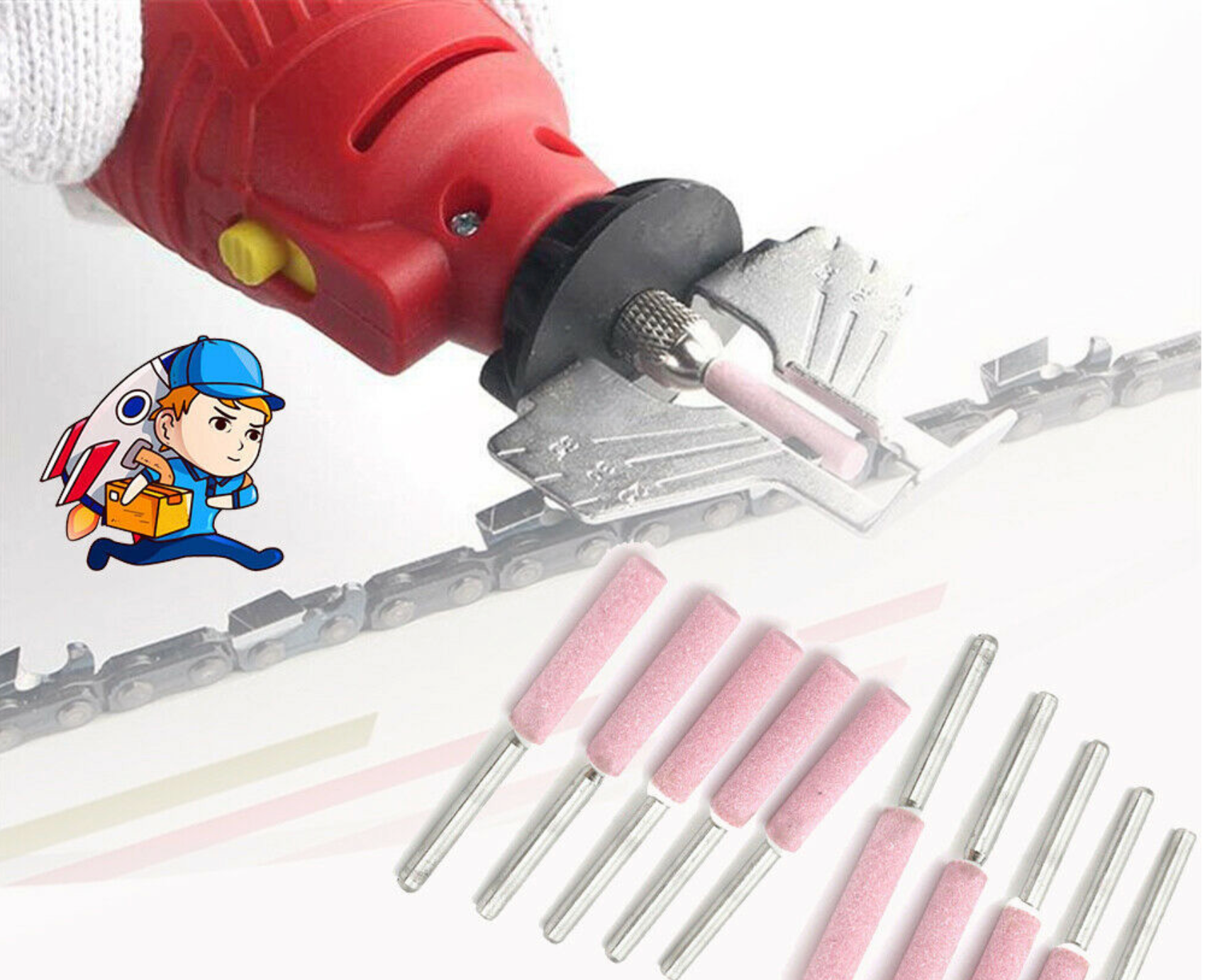 Set 10x Pile piatra, stifturi pentru ascutitor electric de lant drujba, ∅4mm