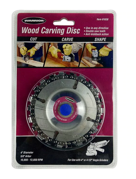 Disc cu dinti si lant de drujba, pt polizor unghiular, flex (SCOBIT, SCULPTAT, TAIAT LEMN)