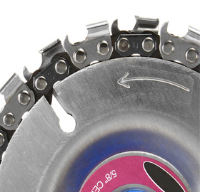 Disc cu dinti si lant de drujba, pt polizor unghiular, flex (SCOBIT, SCULPTAT, TAIAT LEMN) - 0