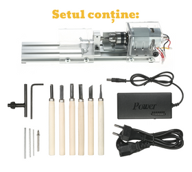 Set mini strung hobby pentru prelucrat lemn, 100W, cu dalti - 0