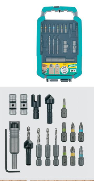 Set rapid de gaurire si insurubare cu doua capete, FLIPBIT complet WOLFCRAFT 3086000