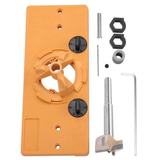 Kit, set profesional, complet, pentru montat balamale, fitinguri mobila