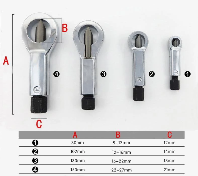 SET 4X despicatoare de piulite deteriorate, blocate - 0