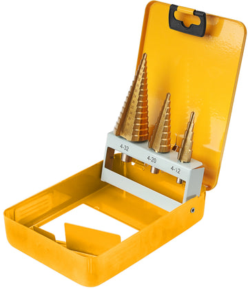Set de 3 Burghie conice elicoidale 4-32*2mm placata cu titan Tolsen
