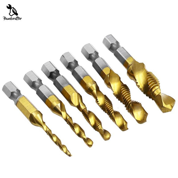 Set 6x Burghie cu Tarod, Filiera, Prindere bit, hexagonala, M3-M10