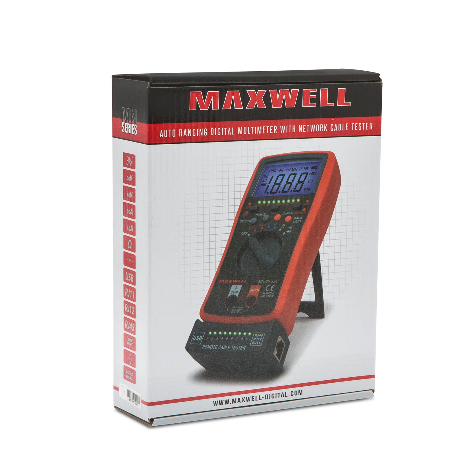 Multimetru digital automat, cu tester cablu, Maxwell
