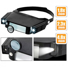 Lupa de lucru cu banderola de cap si iluminare LED - 0